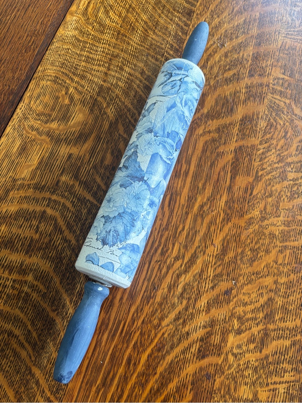 Blue Floral Embossed Rolling Pin